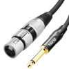 Picture of tisino Female XLR to 1/4 (6.35mm) TS Mono Jack Unbalanced Microphone Cable Mic Cord for Dynamic Microphone - 25 FT/8 Meters
