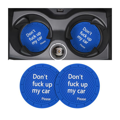 Picture of 8sanlione 2 Pack Car Cup Holder Coasters, 2.75 Inch Non-Slip PVC Insert Cup Coaster, Anti-Scratch Auto Cup Mats for Women Men, Vehicle Interior Accessories Universal for Car, SUV, Truck (D Blue/2PCS)
