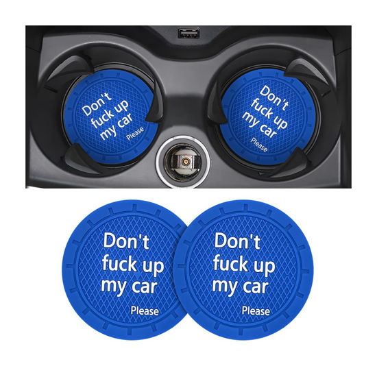 Picture of 8sanlione 2 Pack Car Cup Holder Coasters, 2.75 Inch Non-Slip PVC Insert Cup Coaster, Anti-Scratch Auto Cup Mats for Women Men, Vehicle Interior Accessories Universal for Car, SUV, Truck (D Blue/2PCS)