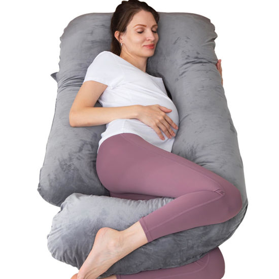 Picture of MOON PINE Pregnancy Pillow, U Shaped Full Body Pillow for Maternity Support, Sleeping Pillow with Cover for Pregnant Women (Dark Grey)