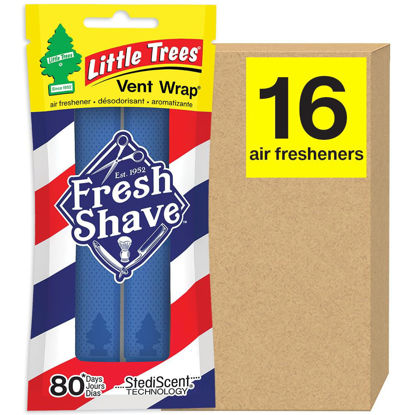 Picture of LITTLE TREES Car Air Freshener. Vent Wrap Provides Long-Lasting Scent, Slip on Vent Blade. Fresh Shave, 16 Air Fresheners, 4 Count (Pack of 4)