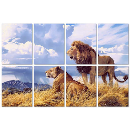Picture of BUBOS 8 Pack Art Acoustic Panels,Self adhesive Sound Proof Foam Panels Soundproof Wall Panels,48X32Inches Acoustic Wall Panels,Decorative Sound Absorbing Panels for Home & Office(Lion)