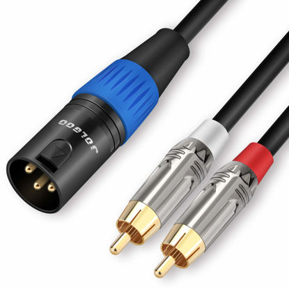 Picture of JOLGOO Unbalanced Dual RCA to XLR Male Y Splitter Patch Microphone Cable, 1 XLR Male to 2 RCA Male Y Adapter Cord Cable, 3.3 Feet