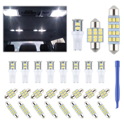 Picture of iFunyLED 24 Pieces Dome Light LED Car Interior Bulb Kit Set 194 T10 DE3175 578 31mm 42mm Bulbs Interior Replacement Lights for Car Map License Plate Door Side Marker Cornering Trunk Light - White