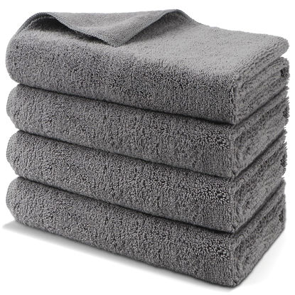 Picture of HOMEXCEL Professional Large Microfiber Car Drying Towels 4 Pack, Lint Free, Scratch Free, Highly Absorbent Drying Towel for Cars, SUVs, RVs, Trucks, and Boats,31" x 24 ",Grey