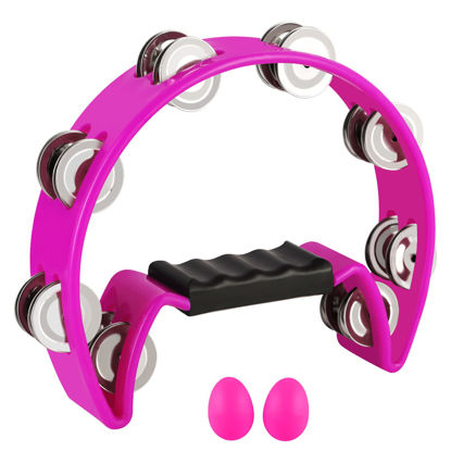Picture of EastRock Tambourine,Metal Jingles Hand Held Percussion Half-Moon Tambourine and Egg Shakers for Kids, Adults, KTV, Party