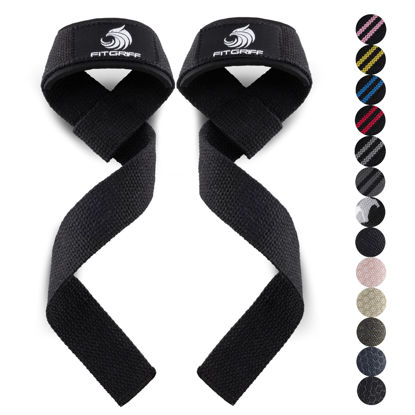 Picture of Fitgriff® Lifting Wrist Straps for Weightlifting, Gym, Deadlift, Workout (Made of Premium Cotton & Padded) - Men & Women (Standard, Black-Original)