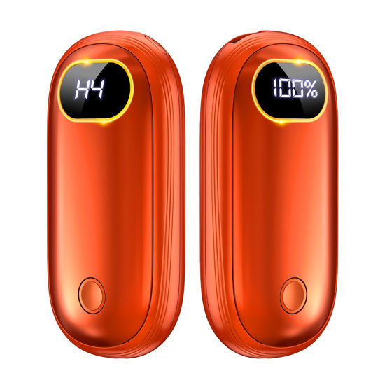 Picture of Hand Warmers Rechargeable - 14000mAh Electric Hand Warmers Rechargeable 2 Pack Heat Up to 131℉ with 18Hrs Warmth, Reusable Electronic Portable Pocket Heater for Women Man Golf Raynauds Camping