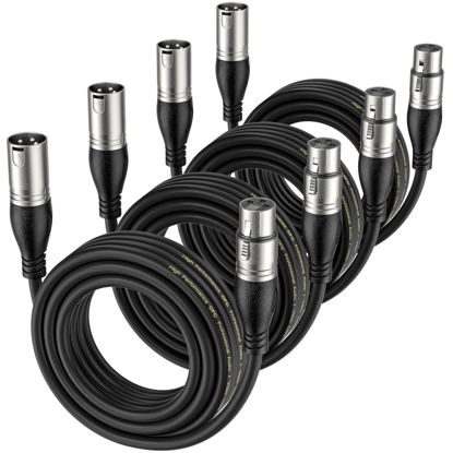 Picture of EBXYA XLR Cable 25ft 4 Packs - Premium Balanced Microphone Cable with 3-Pin XLR Male to Female Mic Speaker Cable, Black