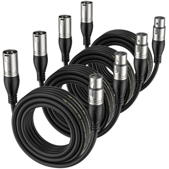 Picture of EBXYA XLR Cable 25ft 4 Packs - Premium Balanced Microphone Cable with 3-Pin XLR Male to Female Mic Speaker Cable, Black