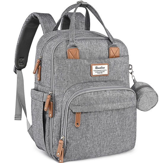 Picture of RUVALINO Diaper Bag Backpack, Multifunction Travel Pack Maternity Baby Changing Bags, Large Capacity, Waterproof, Gray XL