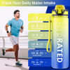 Picture of QLUR Water Bottle with Straw, 32oz Motivational Water Bottles with Time Marker to Drink, Tritan BPA Free, 1L Sports Water Bottle with Carry Strap LeakProof for Women Gym Fitness Outdoor (1 Pack)