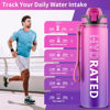 Picture of QLUR Water Bottle with Straw, 32oz Motivational Water Bottles with Time Marker to Drink, Tritan BPA Free, 1L Sports Water Bottle with Carry Strap LeakProof for Women Gym Fitness Outdoor (1 Pack)