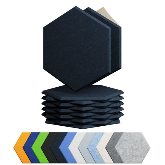 Picture of Amantech 12 Pack Acoustic Panels Self Adhesive Sound Proof Foam, High Density Sound Acoustic Panel, 12X10.23X0.4 Inch Hexagon Panels in Home, Office, Reccording Room, Studio,and more(Dark Blue)