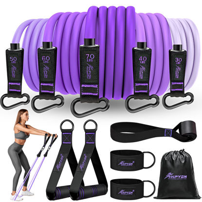 Picture of Resistance Bands with Handles, Workout Bands, Fitness Bands with Door Anchor, Ankle Straps, Exercise Bands for Heavy Resistance Training, Physical Therapy, Shape Body, Yoga, Home Workouts Set