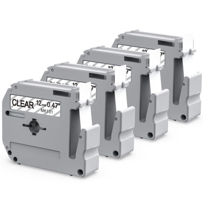 Picture of Labelife M-K131 Clear Tape Compatible with Brother P Touch M Tape Clear 12mm 0.47'' M-K131s M131 MK131 Work with Brother Ptouch PT-M95 PT-65 PT-90 PT70BM PT-45 Label Maker Refills,4-Pack