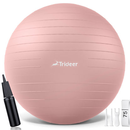 Picture of Trideer Yoga Ball - Exercise Ball for Workout pilates Stability - Anti-Burst and Slip Resistant for physical therapy, Birthing, Stretching & Core Workout, Office Ball Chair, Flexible Seating, Home Gym