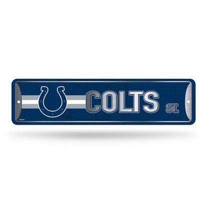 Picture of Rico Industries NFL Indianapolis Colts Home Décor Metal Street Sign (4" x 15") - Great for Home, Office, Bedroom, & Man Cave - Made