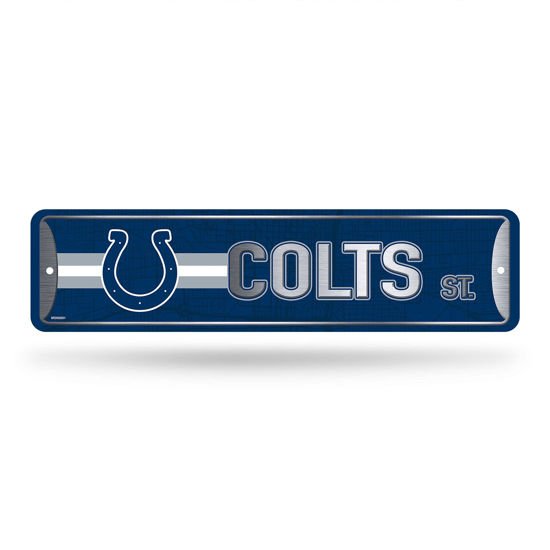 Picture of Rico Industries NFL Indianapolis Colts Home Décor Metal Street Sign (4" x 15") - Great for Home, Office, Bedroom, & Man Cave - Made