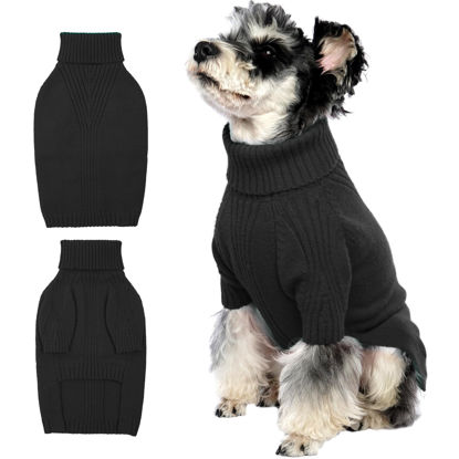 Picture of IECOii Dog Sweater,Dog Sweaters for Medium Dogs Girls Boys,Doggie Sweater Christmas,Pet Sweatshirt Knitwear Outfit for Holiday,Knit Turtleneck Warm Clothes for French Bulldog,Boston Terrier(Grey,M)