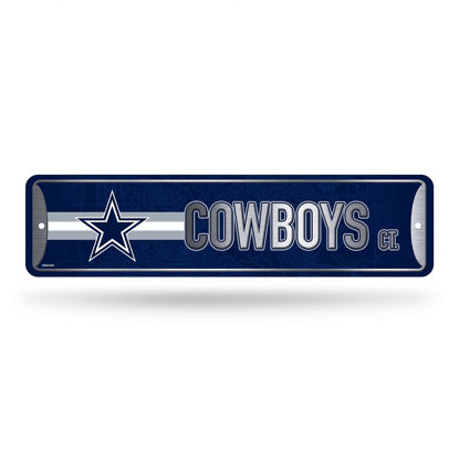 Picture of Rico Industries NFL Dallas Cowboys Home Décor Metal Street Sign (4" x 15") - Great for Home, Office, Bedroom, & Man Cave - Made, Silver