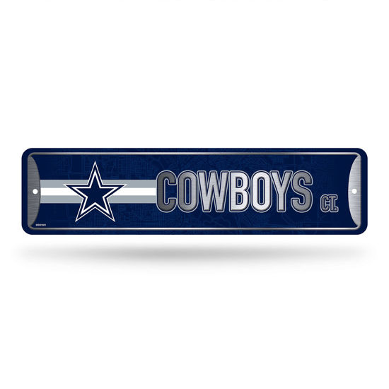 Picture of Rico Industries NFL Dallas Cowboys Home Décor Metal Street Sign (4" x 15") - Great for Home, Office, Bedroom, & Man Cave - Made, Silver