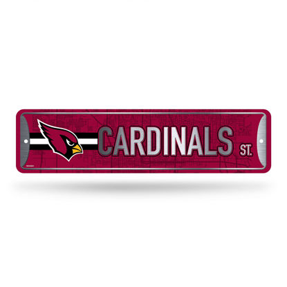 Picture of Rico Industries NFL Arizona Cardinals Home Décor Metal Street Sign (4" x 15") - Great for Home, Office, Bedroom, & Man Cave - Made,Silver