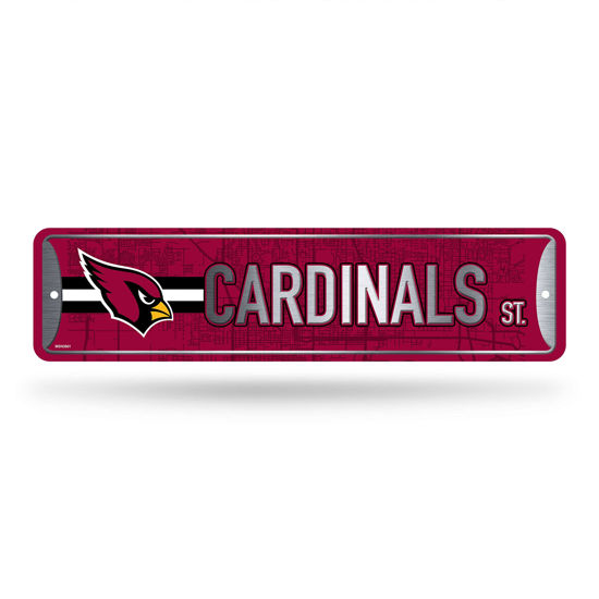Picture of Rico Industries NFL Arizona Cardinals Home Décor Metal Street Sign (4" x 15") - Great for Home, Office, Bedroom, & Man Cave - Made,Silver