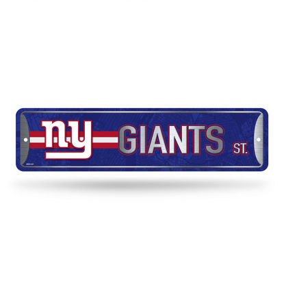 Picture of Rico Industries NFL New York Giants Home Décor Metal Street Sign (4" x 15") - Great for Home, Office, Bedroom, & Man Cave - Made,Silver
