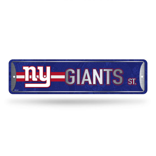 Picture of Rico Industries NFL New York Giants Home Décor Metal Street Sign (4" x 15") - Great for Home, Office, Bedroom, & Man Cave - Made,Silver