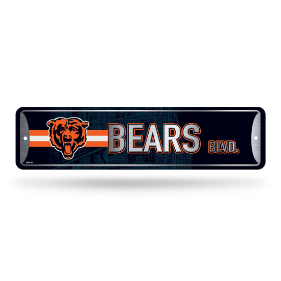 Picture of Rico Industries NFL Chicago Bears Home Décor Metal Street Sign (4" x 15") - Great for Home, Office, Bedroom, & Man Cave - Made,Silver