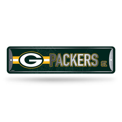 Picture of Rico Industries NFL Green Bay Packers Home Décor Metal Street Sign (4" x 15") - Great for Home, Office, Bedroom, & Man Cave - Made,Silver