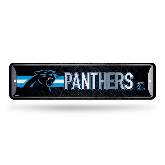 Picture of Rico Industries NFL Carolina Panthers Home Décor Metal Street Sign (4" x 15") - Great for Home, Office, Bedroom, & Man Cave - Made,Silver
