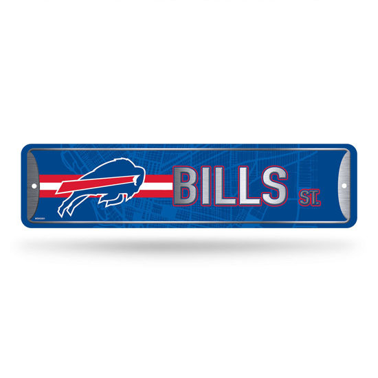 Picture of Rico Industries NFL Buffalo Bills Home Décor Metal Street Sign (4" x 15") - Great for Home, Office, Bedroom, & Man Cave - Made,Silver