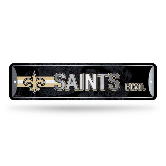 Picture of Rico Industries NFL New Orleans Saints Home Décor Metal Street Sign (4" x 15") - Great for Home, Office, Bedroom, & Man Cave - Made,Silver