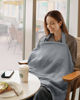 Picture of Blissful Diary Muslin Nursing Cover for Breastfeeding, Breathable Breastfeeding Cover up with Arch Neckline for Women, Nursing Apron (Light Grey)