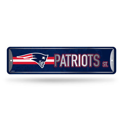 Picture of Rico Industries NFL New England Patriots Home Décor Metal Street Sign (4" x 15") - Great for Home, Office, Bedroom, & Man Cave - Made,Silver