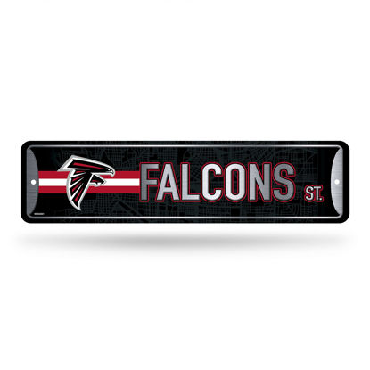 Picture of Rico Industries NFL Atlanta Falcons Home Décor Metal Street Sign (4" x 15") - Great for Home, Office, Bedroom, & Man Cave - Made,Silver