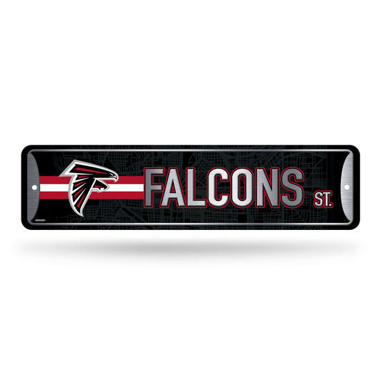 Picture of Rico Industries NFL Atlanta Falcons Home Décor Metal Street Sign (4" x 15") - Great for Home, Office, Bedroom, & Man Cave - Made,Silver