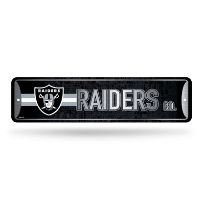 Picture of Rico Industries NFL Las Vegas Raiders Home Décor Metal Street Sign (4" x 15") - Great for Home, Office, Bedroom, & Man Cave - Made,Silver