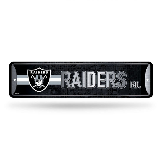 Picture of Rico Industries NFL Las Vegas Raiders Home Décor Metal Street Sign (4" x 15") - Great for Home, Office, Bedroom, & Man Cave - Made,Silver