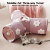 Picture of Tempcore Flannel Pet Cat Tunnel Tube Cat Toys 3 Way Collapsible, Cat Tunnels for Indoor Cats，Kitty Tunnel Bored Cat Pet Toys Peek Hole Toy Ball Cat, Puppy, Kitty, Kitten, Rabbit Daisy Burlwood