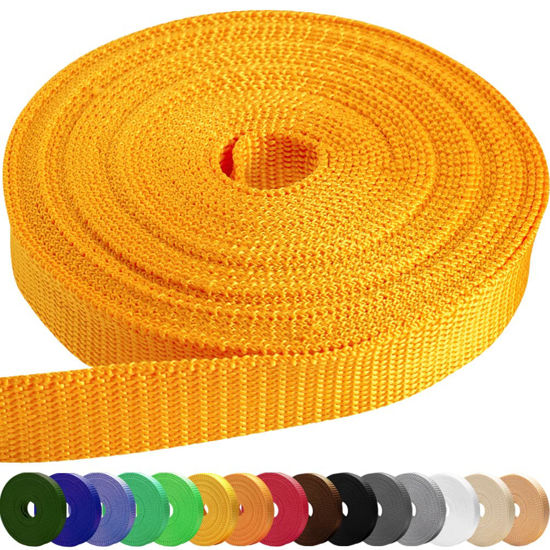 Picture of TECEUM 1 Inch Webbing - Orange Yellow - 25 Yards - 1” Webbing for Climbing Outdoors Indoors Crafting DIY