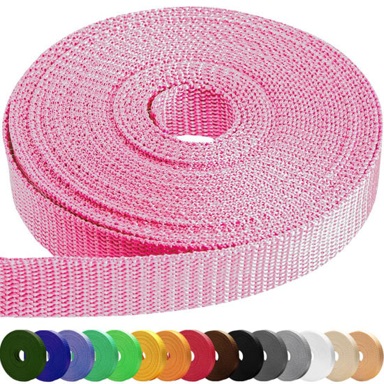 Picture of TECEUM 1 Inch Webbing - Pink - 10 Yards - 1” Webbing for Climbing Outdoors Indoors Crafting DIY nw