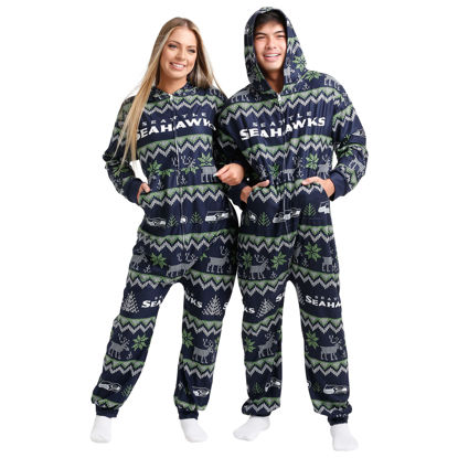 Picture of FOCO Seattle Seahawks NFL Ugly Pattern One Piece Pajamas - M