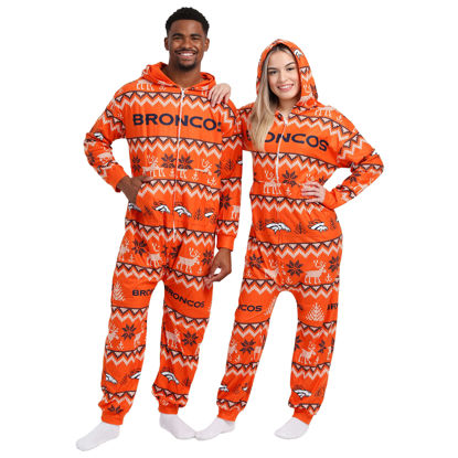 Picture of FOCO Denver Broncos NFL Ugly Pattern One Piece Pajamas - S
