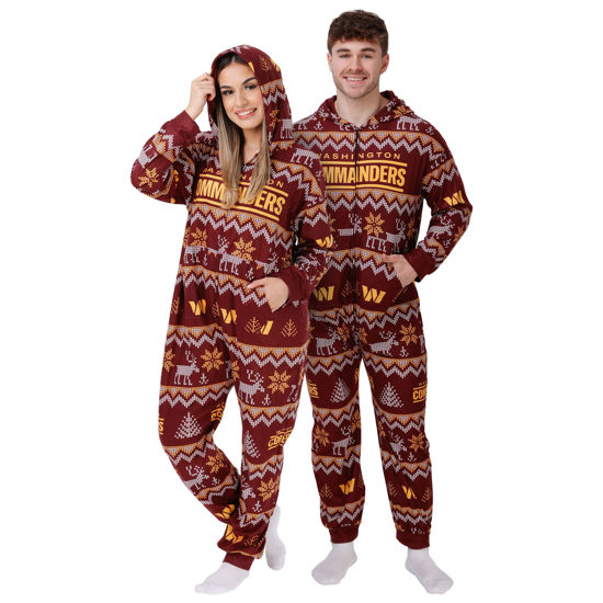 Picture of FOCO Washington Commanders NFL Mens Ugly Pattern One Piece Pajamas - L
