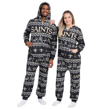 Picture of FOCO Adult-Unisex's NFL Team Logo Pajamas One Piece Onsie, Holiday Ugly Pattern, Large