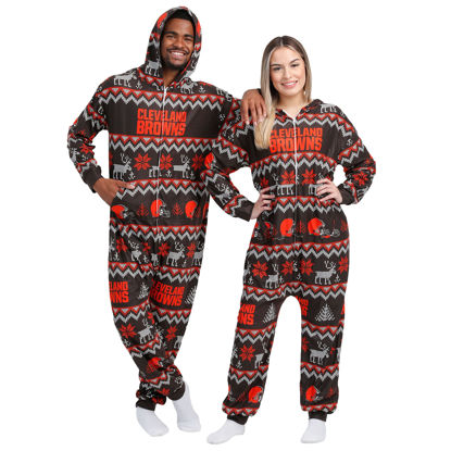 Picture of FOCO Cleveland Browns NFL Ugly Pattern One Piece Pajamas - 2XL