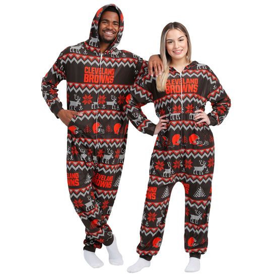 Picture of FOCO Cleveland Browns NFL Ugly Pattern One Piece Pajamas - 2XL
